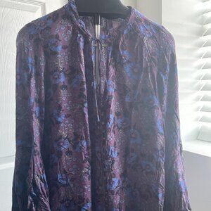Free People Floral Blouse – Women’s Medium – Purple/Blue Boho Top